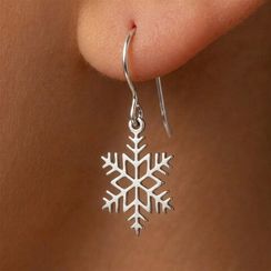 Снежинка - ювелирные серьги из серебра 925 пробы