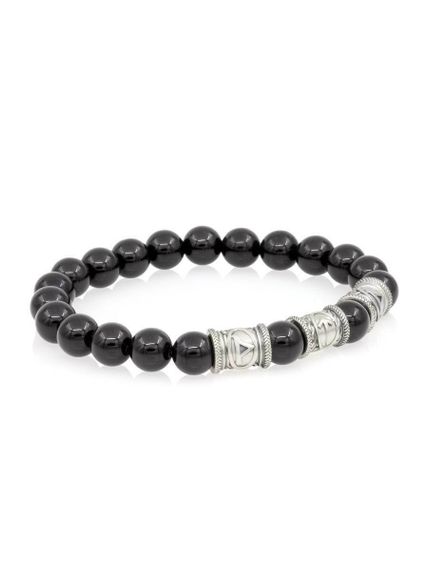 Браслет из натурального чёрного кварца с рунами Турисаз, Тейваз и Турисаз - Максимальная защита, вид сбоку 1