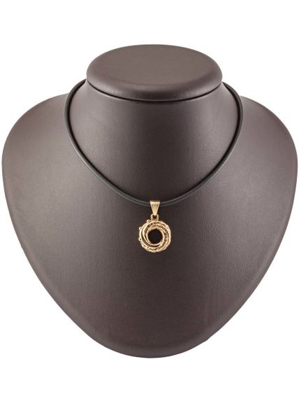 Картинка позолоченного Алжирского узелка любви из серебра на коричневом постаменте в масштабе.