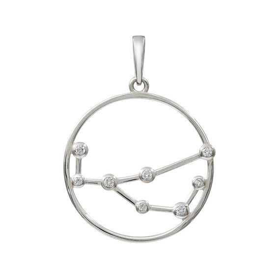 Подвеска на шею Созвездие Дева Знак зодиака серебро с фианитами, фото 1