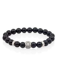 Браслет на руку из натурального черного кварца с шармом Коловрат