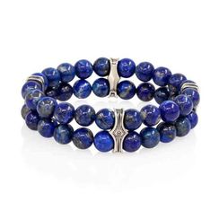 Браслет Всевидящее Око из Мельхиора Двойной с лазуритом 8 мм