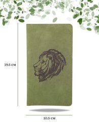 Кошелек высокий Лев зеленый нубук