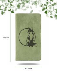 Кошелек высокий Лиса зеленый нубук