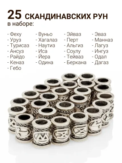 Шармы для браслета с рунами Набор в футляре Мельхиор, фото 2