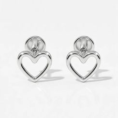 Серьги-пусеты Сердце из серебра (пара и моно)