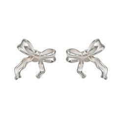 Серьги-пусеты Бантик асимметричный из серебра 925 пробы