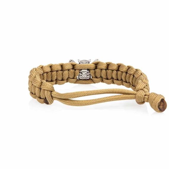 Браслет с шармом Сова из мельхиора - армейский паракорд, вид 3