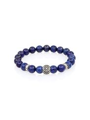 Браслет из лазурита 8 мм с шармом Молвинец из серебра