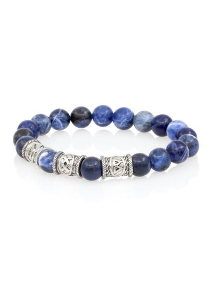 Браслет из натурального содалита с рунами Уруз, Ингуз, Беркана - Восстановление энергии, вид сбоку 2