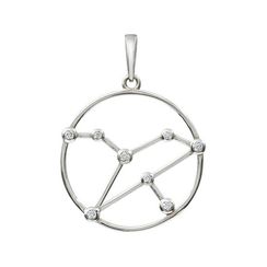 Подвеска на шею Созвездие Лев Знак зодиака серебро с фианитами