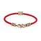 Браслет гайтан красный 3 мм с руной Феху Бронза, вид сзади