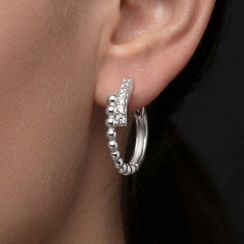 Серьги конго Точки с камнями фианитами из серебра 925