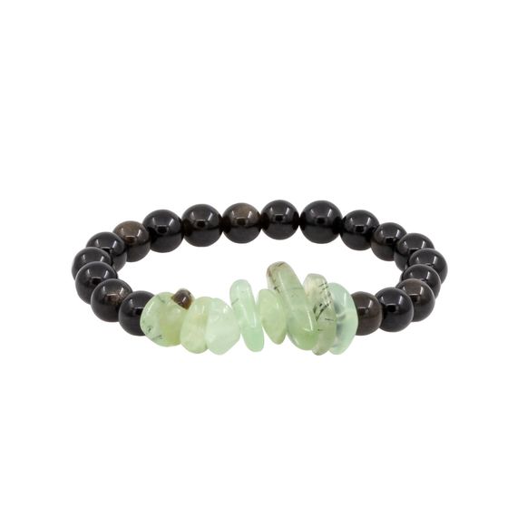 Браслет из натуральных камней пренита и обсидиана, фото 1