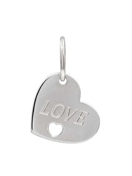 Фото подвески Сердце LOVE из серебра, вид анфас.
