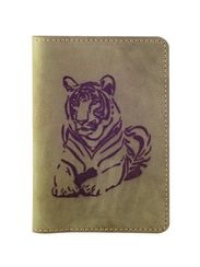 Обложка Тигр зеленая из натурального нубука