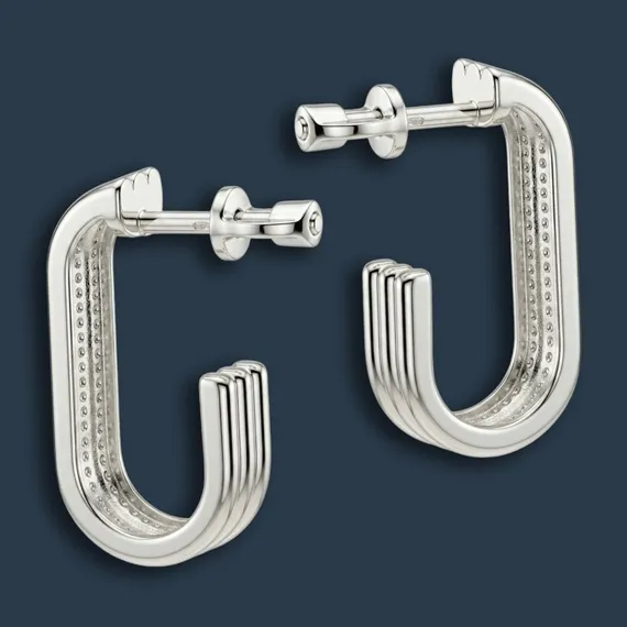 Серьги-пусеты Полоски из серебра 925 пробы, фото 3