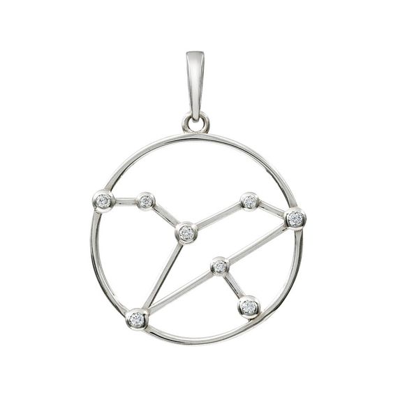 Подвеска на шею Созвездие Лев Знак зодиака серебро с фианитами, фото 1