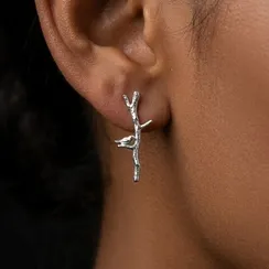 Серьги Ветка из серебра 925 пробы