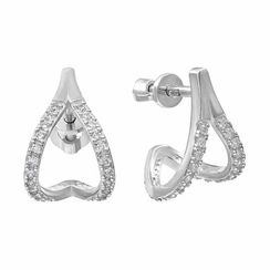 Серьги-пусеты Долька из серебра 925 пробы с фианитами