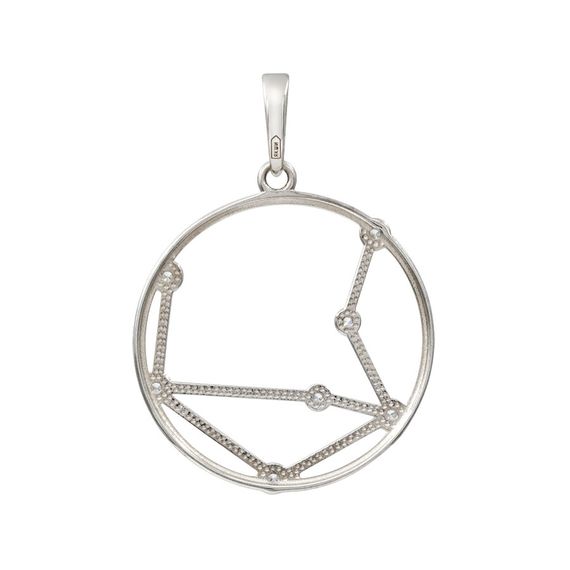 Подвеска на шею Созвездие Весы Знак зодиака серебро с фианитами, фото 2