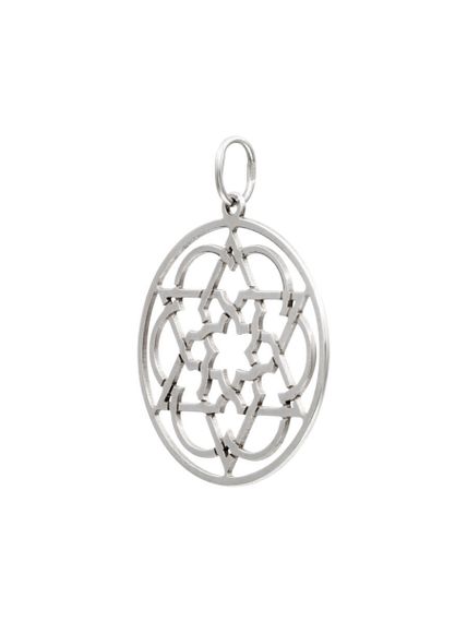 Подвеска Звезда Давида Прана в круге из серебра, вид сбоку