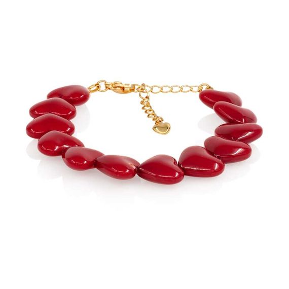 Браслет с красными бусинами в форме Сердец, вид 1