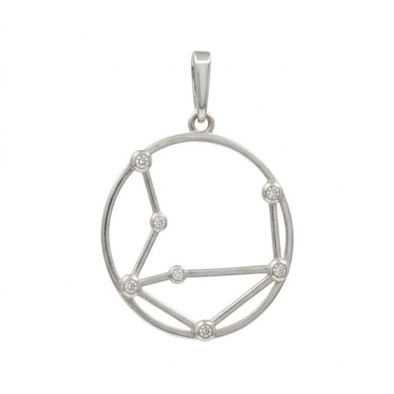 Подвеска на шею Созвездие Весы Знак зодиака серебро с фианитами, фото 1