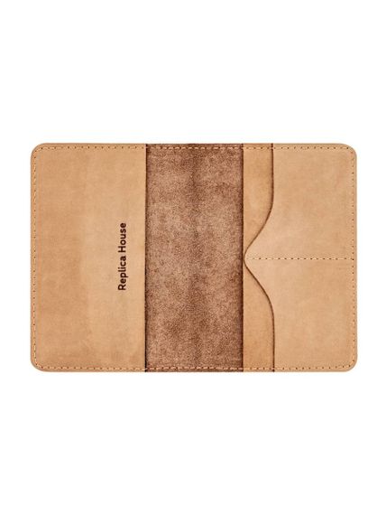 Фото обложка для паспорта Цветок жизни светло коричневый нубук, внутренний вид без наполнения.