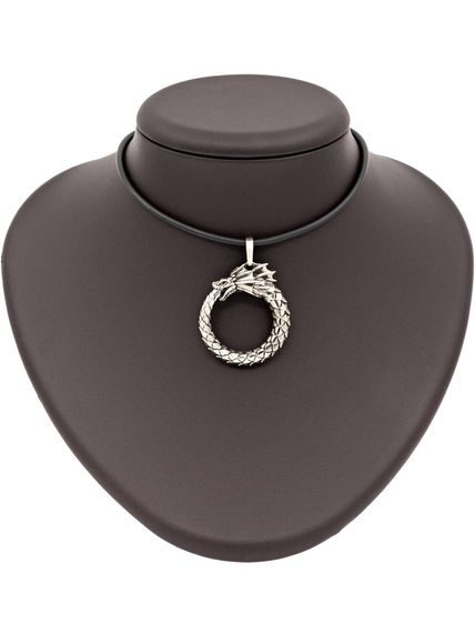 Подвеска Уроборос без плавника из мельхиора, на постаменте