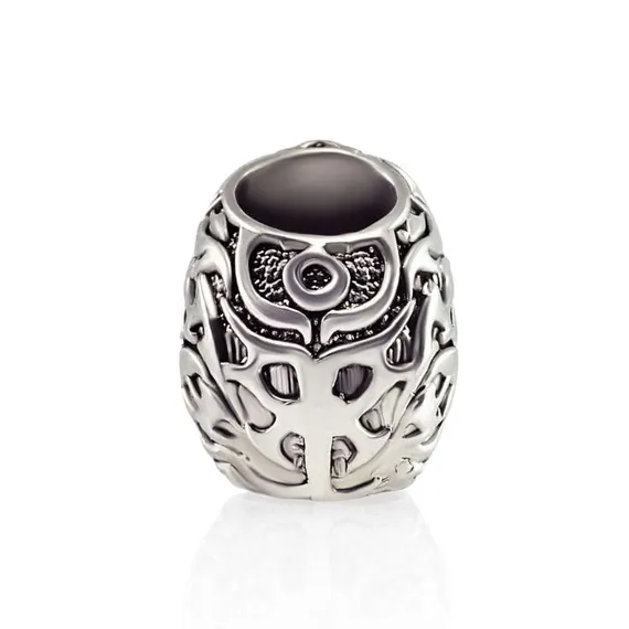 Картинка бусины из серебра череп Tribal Skull вид с тыльной стороны.