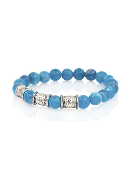 Браслет из натурального апатита с рунами Кеназ, Перт, Манназ - Самореализация, вид сбоку 2