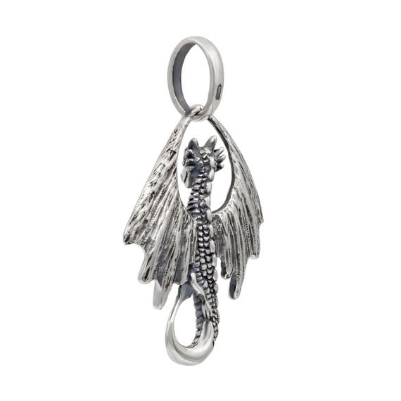 Дракон подвеска из серебра 925 пробы, вид сзади полубоком 2