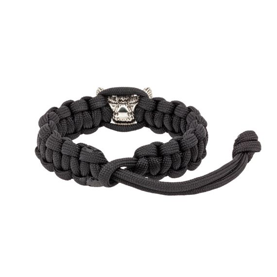 Браслет с шармом Сова из мельхиора - чёрный паракорд, фото 3