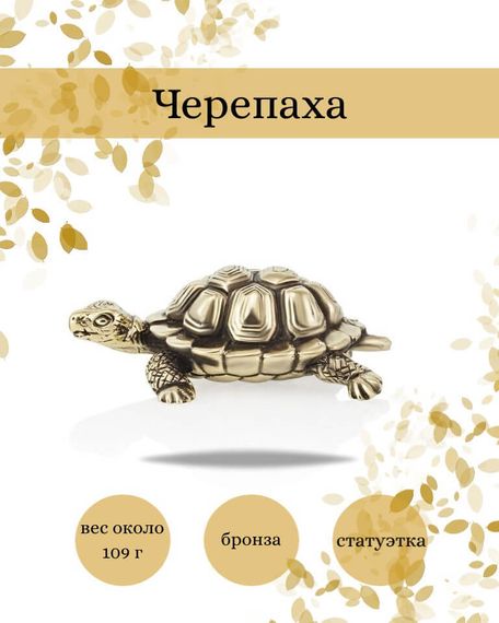 Статуэтка Черепаха из бронзы, фото с инфографикой