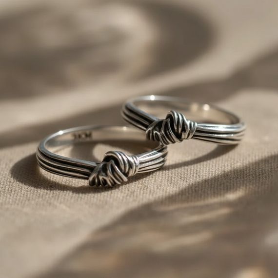 Кольцо Узел из серебра 925 пробы, живое фото 4