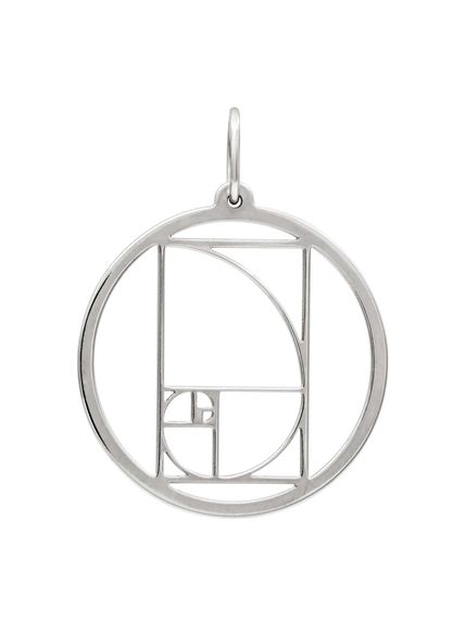 Фото подвески золотое сечение в круге из серебра, вид сзади.