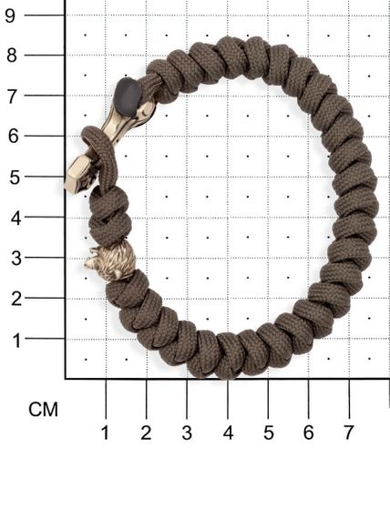 Браслет из оливкового паракорда с шармом Молот тора Bayer и медведем из мельхиора, на размерной сетке