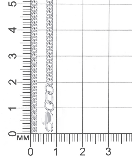 Фото цепочка на шею гурмета допиа серебро 9266 на размерной сетке