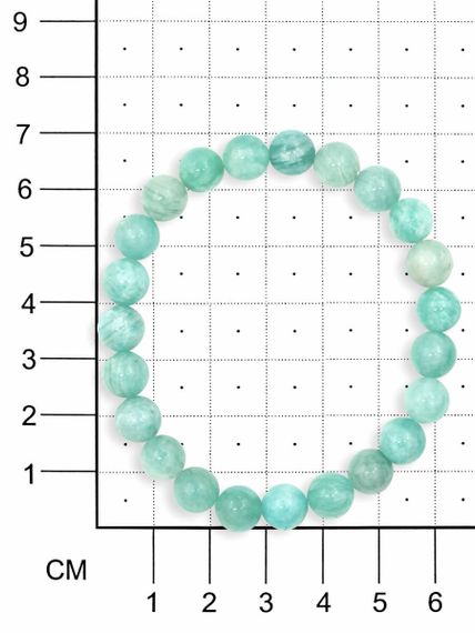 Браслет из камней амазонита бирюзового фотография, на размерной сетке