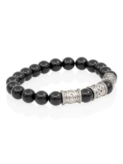 Браслет из натурального чёрного кварца с рунами Уруз, Ингуз, Беркана - Восстановление энергии, вид сбоку 1