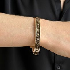 Браслет скандинавский жёсткий с руническими ставами рунами из бронзы