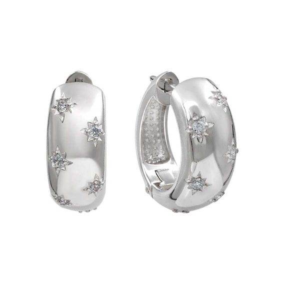 Серьги конго Звезды из серебра 925 пробы с фианитами, фото 1