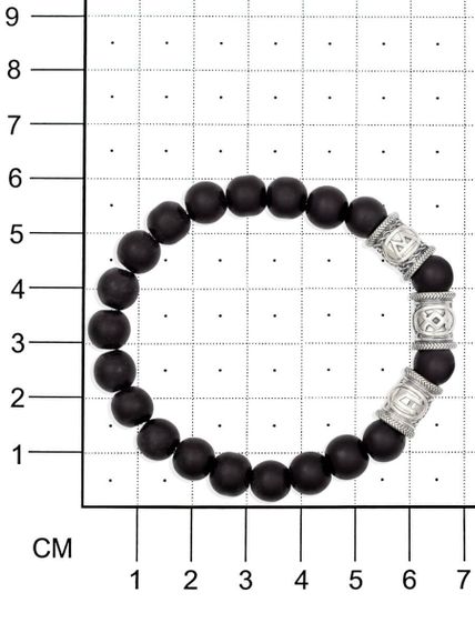 Браслет из ювелирной керамики шунгита с рунами Уруз, Ингуз, Беркана - Восстановление энергии на размерной сетке