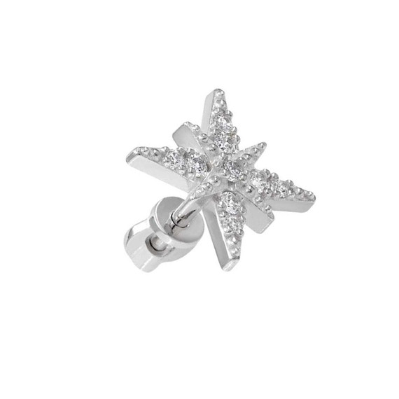 Серьги-пусеты Вифлеемская звезда из серебра 925 пробы с фианитами, фото 4