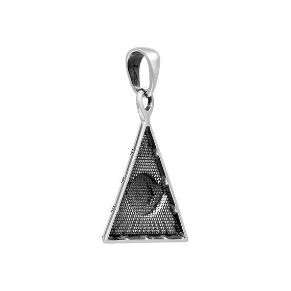 Подвеска Всевидящее Око - кулон из серебра 925 облегчённый, вид сзади полубоком