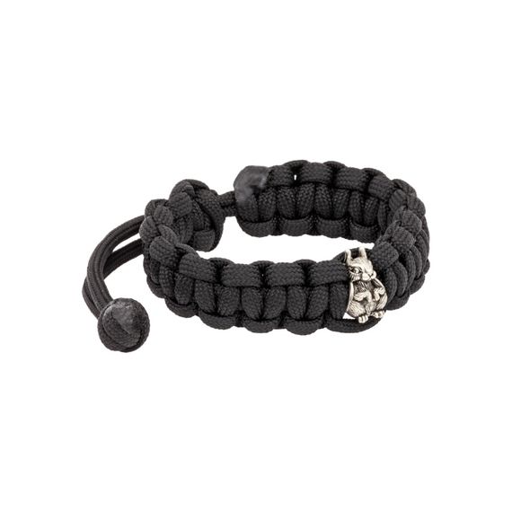 Браслет с шармом Белка из мельхиора - чёрный паракорд, фото 2