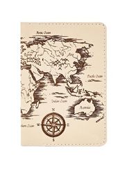 Обложка для паспорта Карта бело молочная кожа