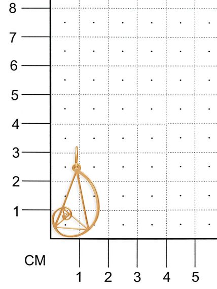 Фото подвески золотое сечение из серебра с позолотой на размерной сетке