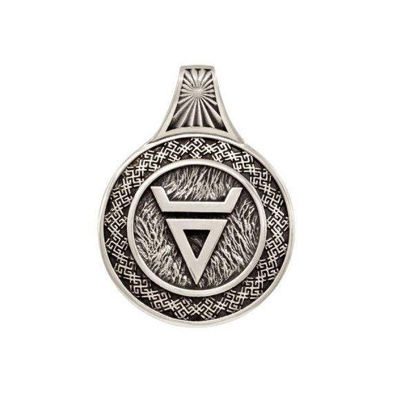 Оберег с символом Велеса и волком - подвеска из мельхиора, фото 3